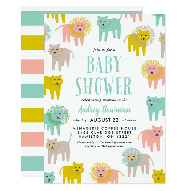 Little Lions Gender Neutral Baby Shower Invitation