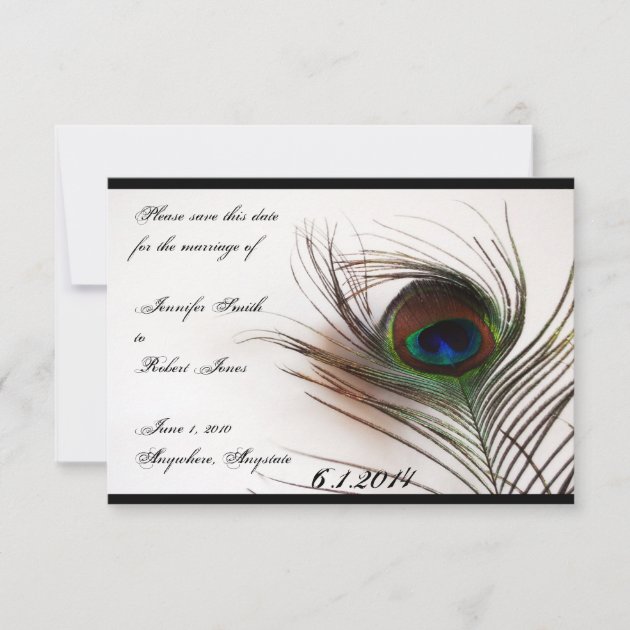 Peacock Feather Glamor Save the Date