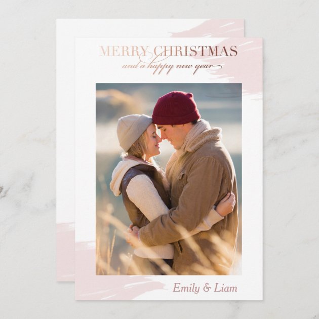 Christmas Wishes - Holiday Photo Card - Rose Gold