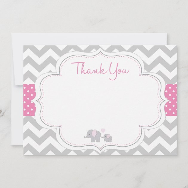 Chevron Elephant Baby Shower Thank You Card