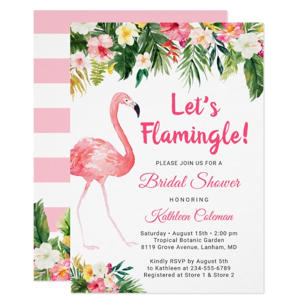 Let's Flamingle Tropical Floral Bridal Shower Invitation