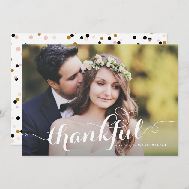 White Calligraphy Script Photo Wedding Thank You