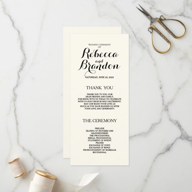 Designer Script Custom Wedding Program