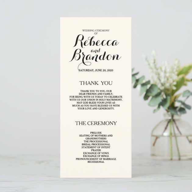 Designer Script Custom Wedding Program