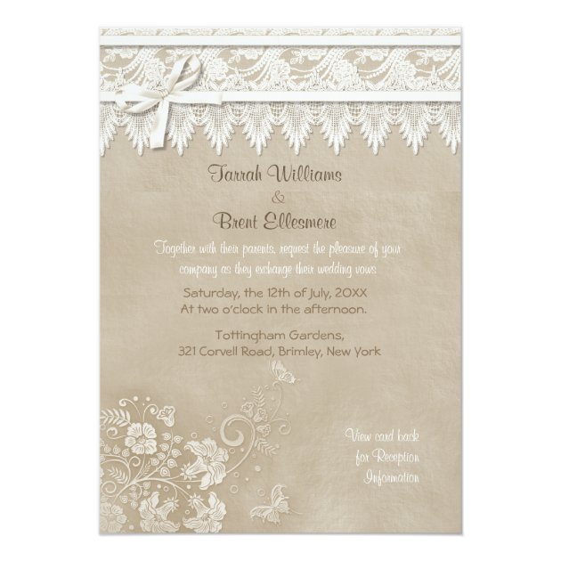Floral Lace Butterfly Wedding Invitation