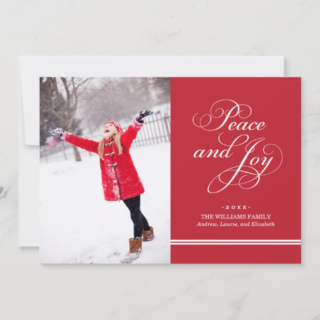 Holiday Photo Card | Red Peace and Joy