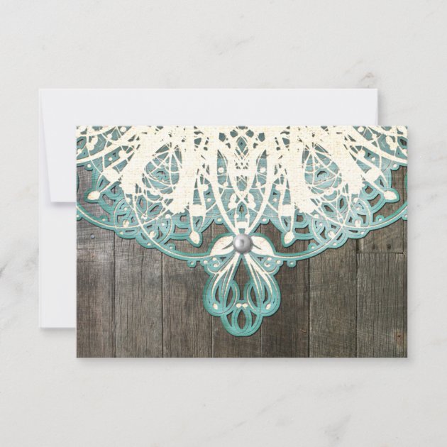 This Country Lace and Wood Rustic RSVP Card