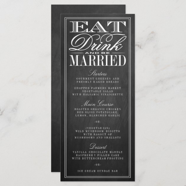 Eat, Drink & Be Married Chalkboard Wedding Menus