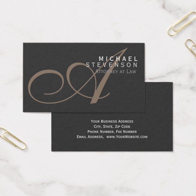 Script Monogram Attorney At Law Business Card