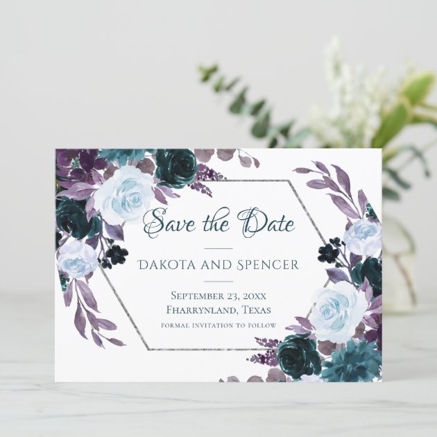 Love Bloom | Teal and Turquoise Dark Moody Wedding Save The Date