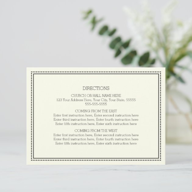 Wedding Direction Cards Black And White Vintage