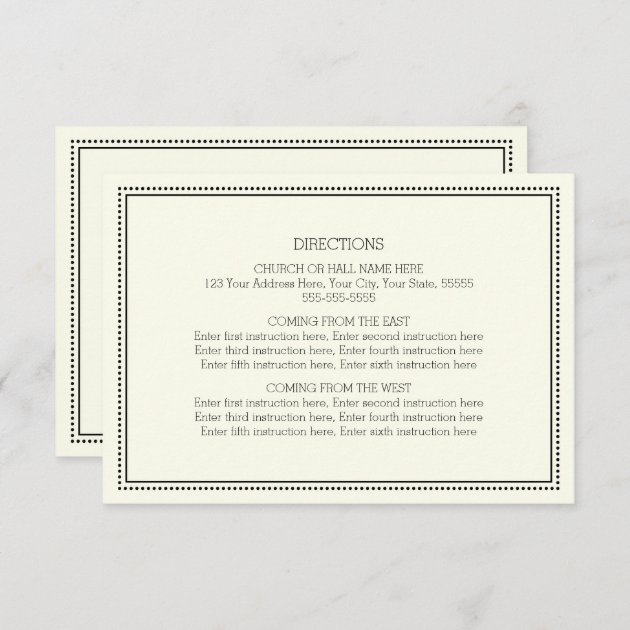 Wedding Direction Cards Black And White Vintage