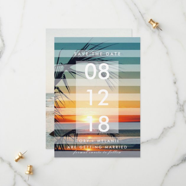 Palm Trees Beach Sunset Photo Save The Dates Save The Date