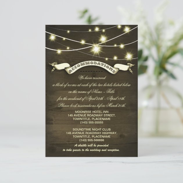 Country Wedding Rustic Accommodations Cards