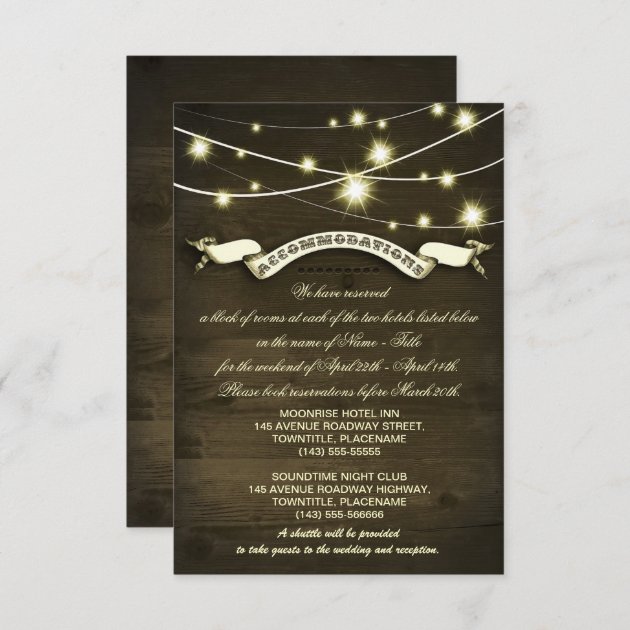 Country Wedding Rustic Accommodations Cards