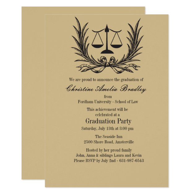 Justice Wreath Law School Graduation Invitation