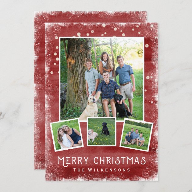 Snowy Winter Wonderland Christmas Photo Collage Holiday Card