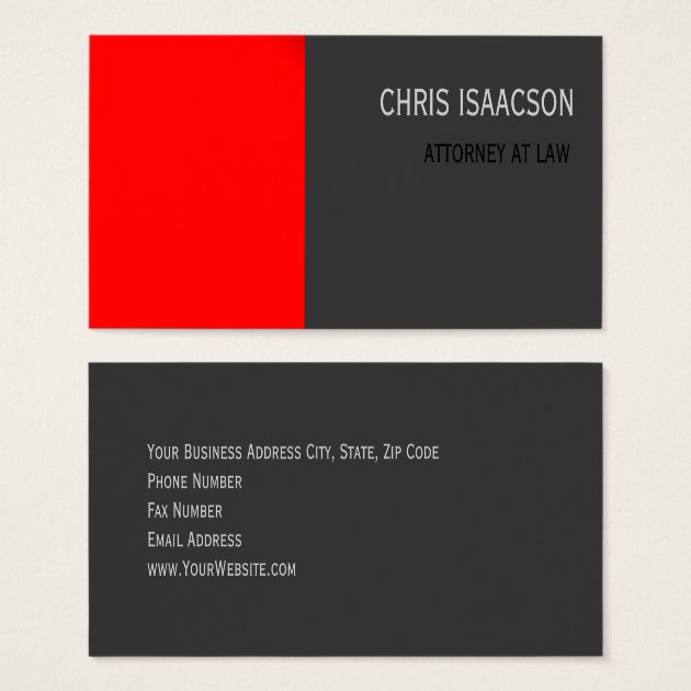 Skinny Modern Red Gray Simple Plain Business Card