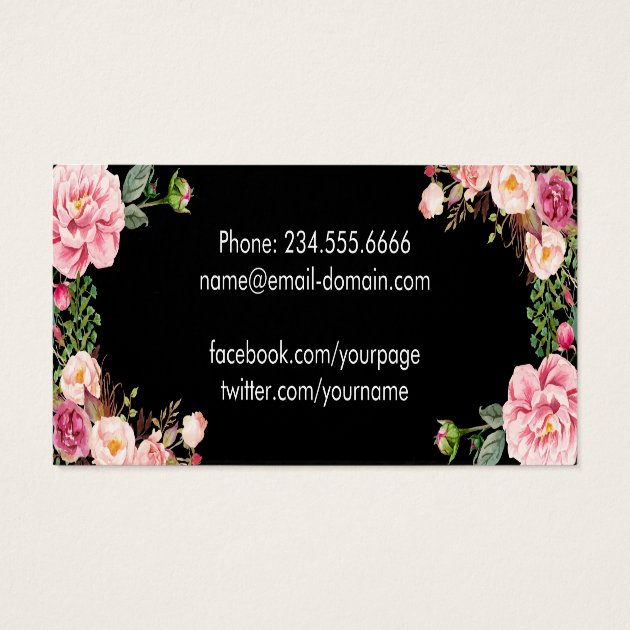 Stylish Floral Flowers Graduation Name Card