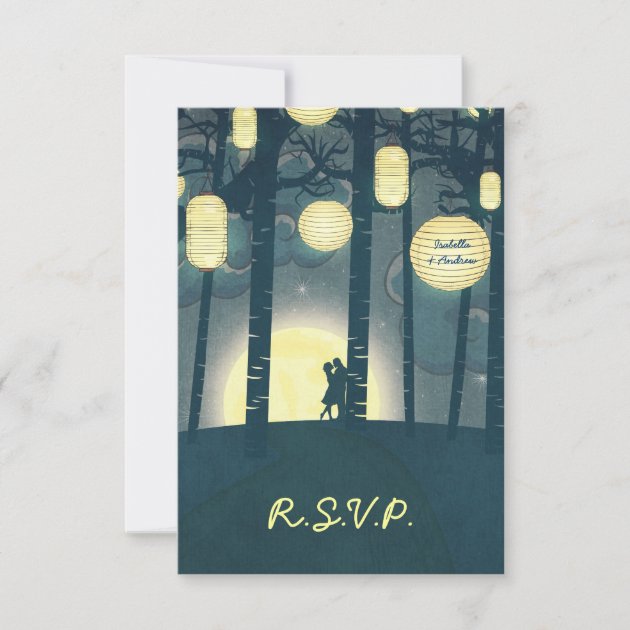 Wish Lanterns Dream Forest Wedding RSVP Invitation
