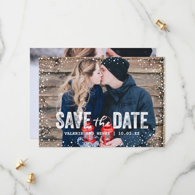Rustic Winter Save The Date Full Bleed Photo