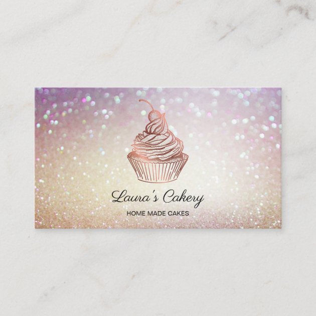 Cakes & Sweets Cupcake Home Bakery Rustic Vintage Business Card (front side)
