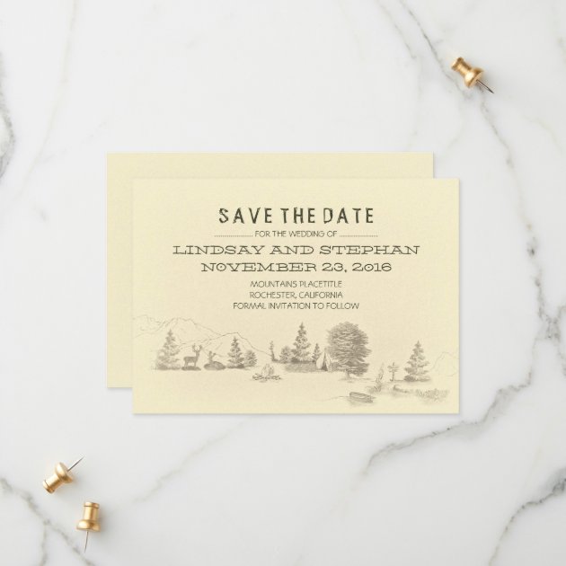 Campground Illustration Camping SAVE THE DATE Card