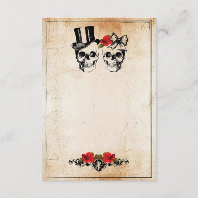 Skulls Roses Rustic Accommodation Wedding Cards