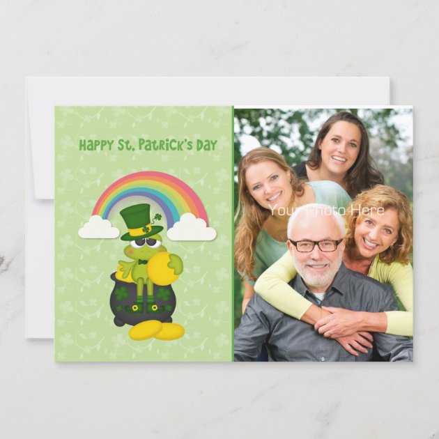 Saint Patrick's Day Frog, Pot of Gold with Rainbow Card