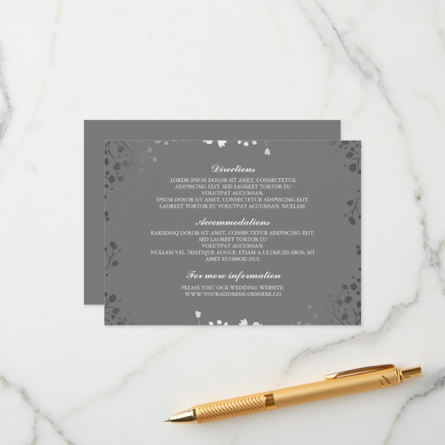 Baby's Breath Grey Silver Wedding Details Enclosure Card