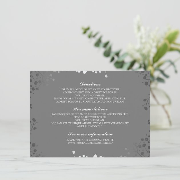 Baby's Breath Grey Silver Wedding Details Enclosure Card