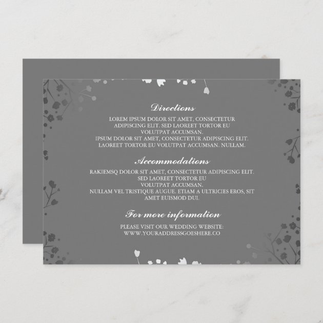 Baby's Breath Grey Silver Wedding Details Enclosure Card