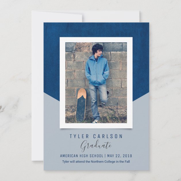 Slanted Background Photo Graduation Announcement