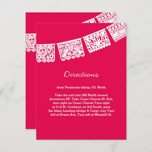 Papel Picado Hot Pink | Wedding Directions Card