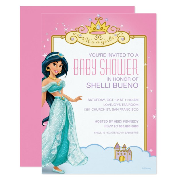Disney Princess Jasmine It's a Girl Baby Shower Invitation
