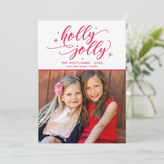 Holly Jolly Christmas Holiday Photo Card