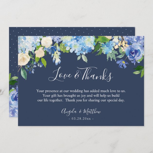 Blue Hydrangea Floral Hand Lettering Thank You
