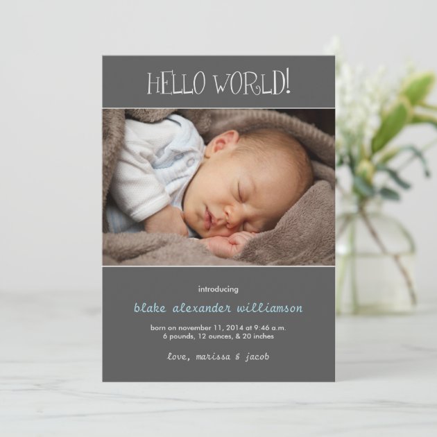 Hello World Birth Announcement//Gray Announcement