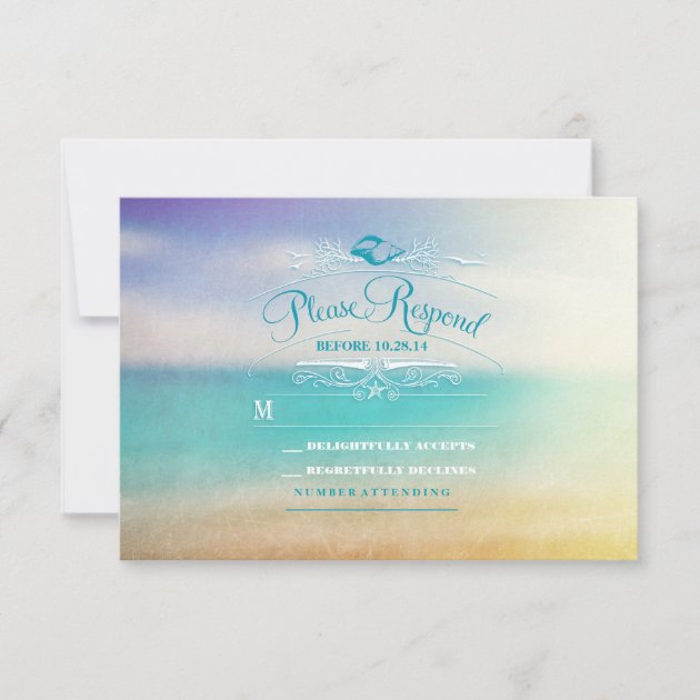 Elegant beach wedding RSVP card