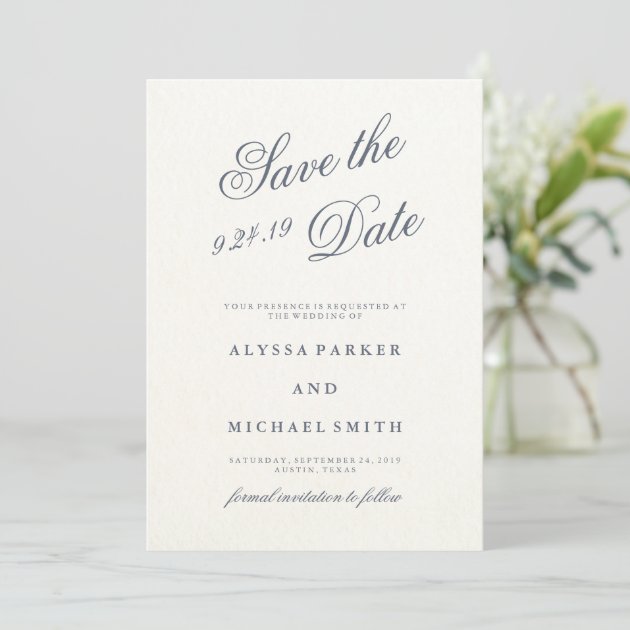 Blue Peonies Wedding Save The Date