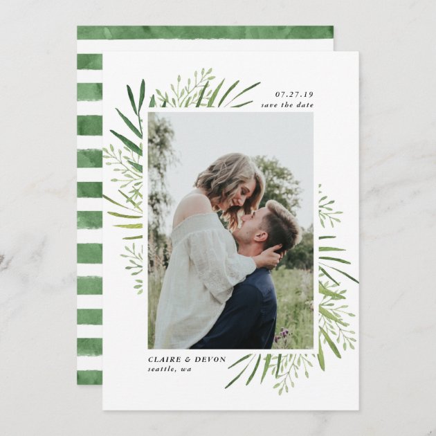 Rustic Botanical Border Save The Date Card