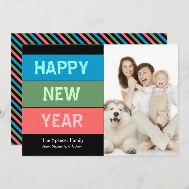 Colorblock Typography New Year's Photo Card