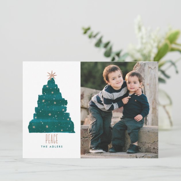 Painterly Tree Christmas Photo Card