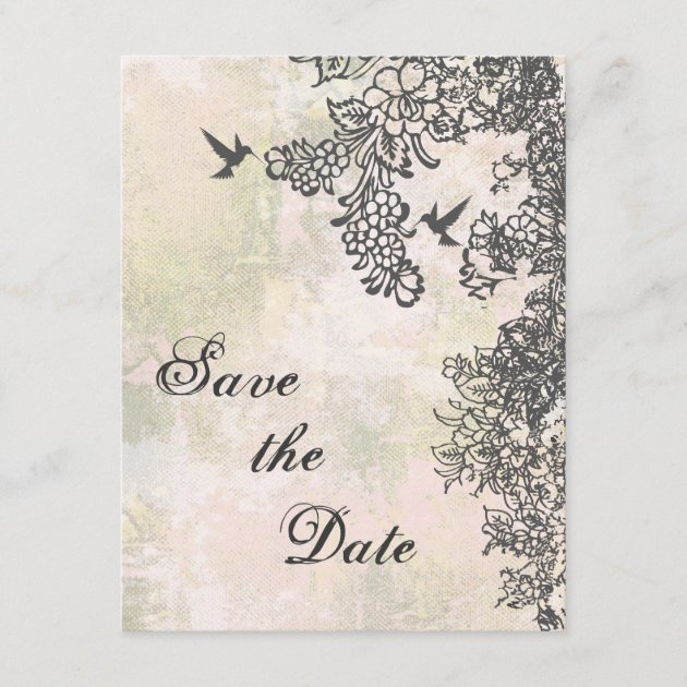 Hummingbirds Floral Save the Date Wedding Notice