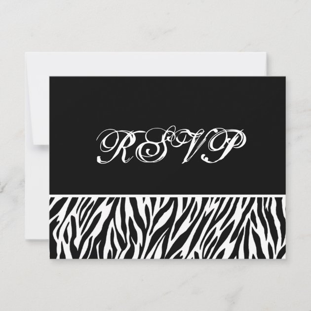 Black White Zebra Print RSVP Wedding Response Card