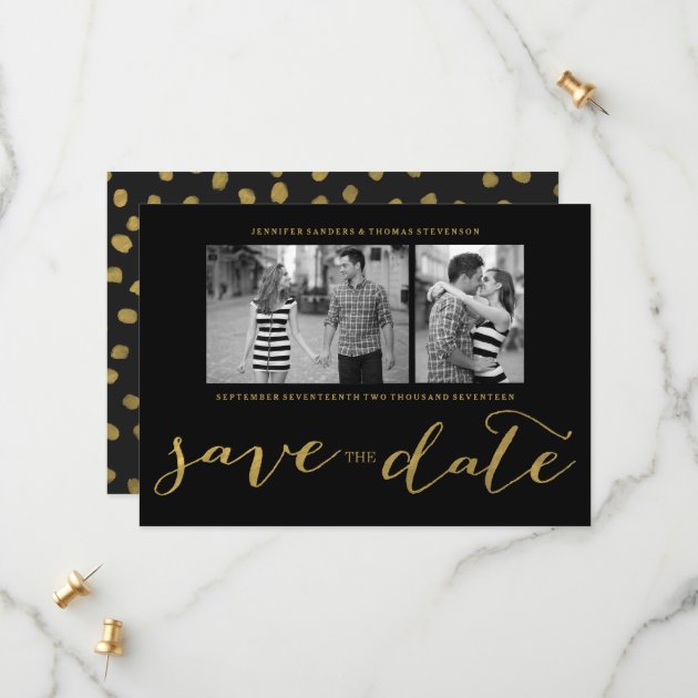 CHIC FAUX GOLD HANDWRITTEN | PHOTO SAVE THE DATE