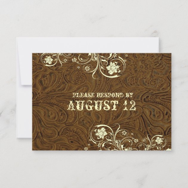 Dark Leather and Lace Wedding RSVP with envelopes