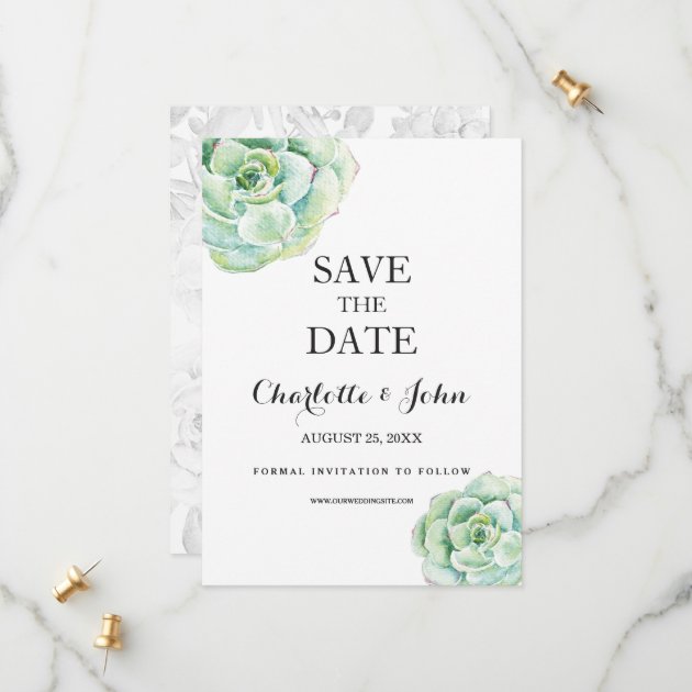 Boho Watercolor Succulent Wedding Save The Dates Save The Date