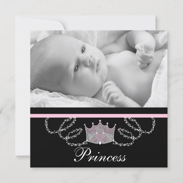Girls Pink Princess Birth Announcements