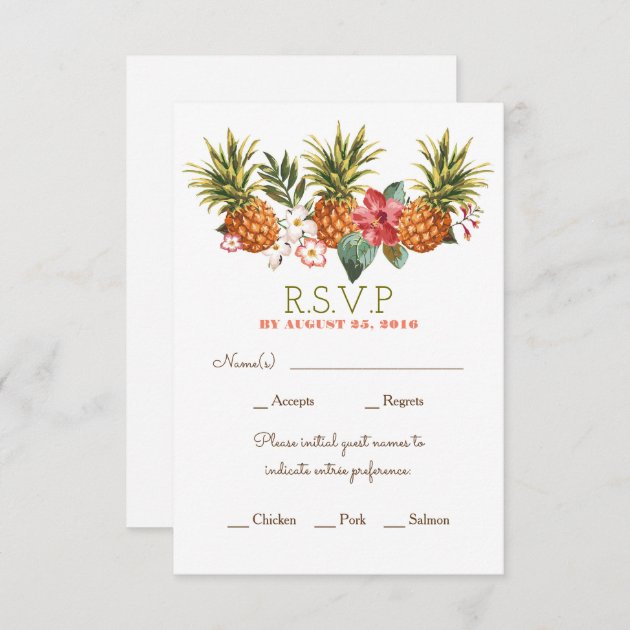Pineapple Tropical Beach Wedding Rsvp